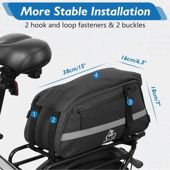 New 3 in 1 Shoulder/Handheld/Electric Ebike Pack Cargo Bag, 13L Waterproof/Black - Picture 5 of 13